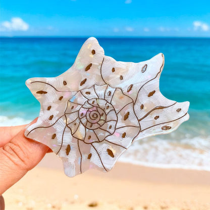 Medium White Polka Dot Conch Hair Claw Clips | Lemonschunks