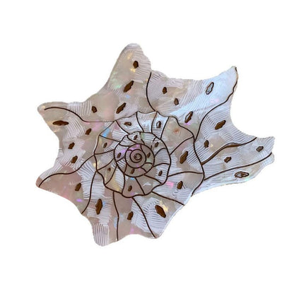 Medium White Polka Dot Conch Hair Claw Clips | Lemonschunks