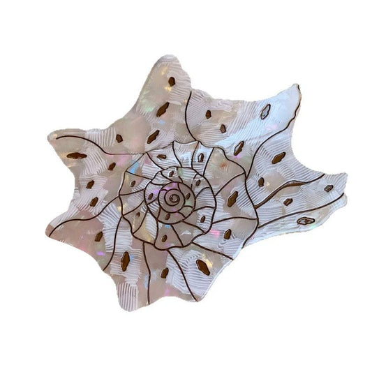 Medium White Polka Dot Conch Hair Claw Clips | Lemonschunks