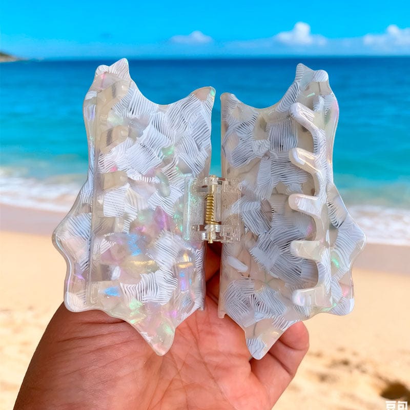 Medium White Polka Dot Conch Hair Claw Clips | Lemonschunks