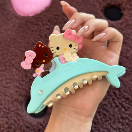 Handmade 3D Dolphin KT Hair Claw & Clip