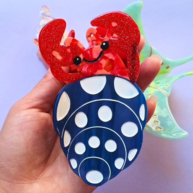 Quirky Medium Blue Hermit Crab Hair Claw