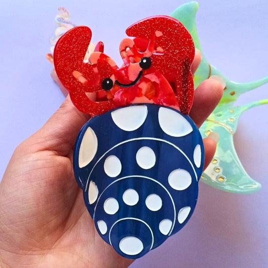 Quirky Medium Blue Hermit Crab Hair Claw