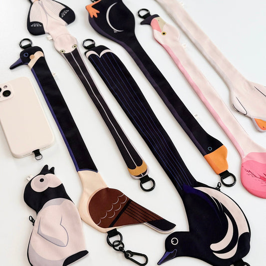 Illustrated Bird Wrist Strap & Card Holder