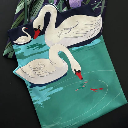 Illustrated Botanical Iris Tulip Caladium Leaf Begonia Lotus Swan Calla Lily Daffodil Tote Bag