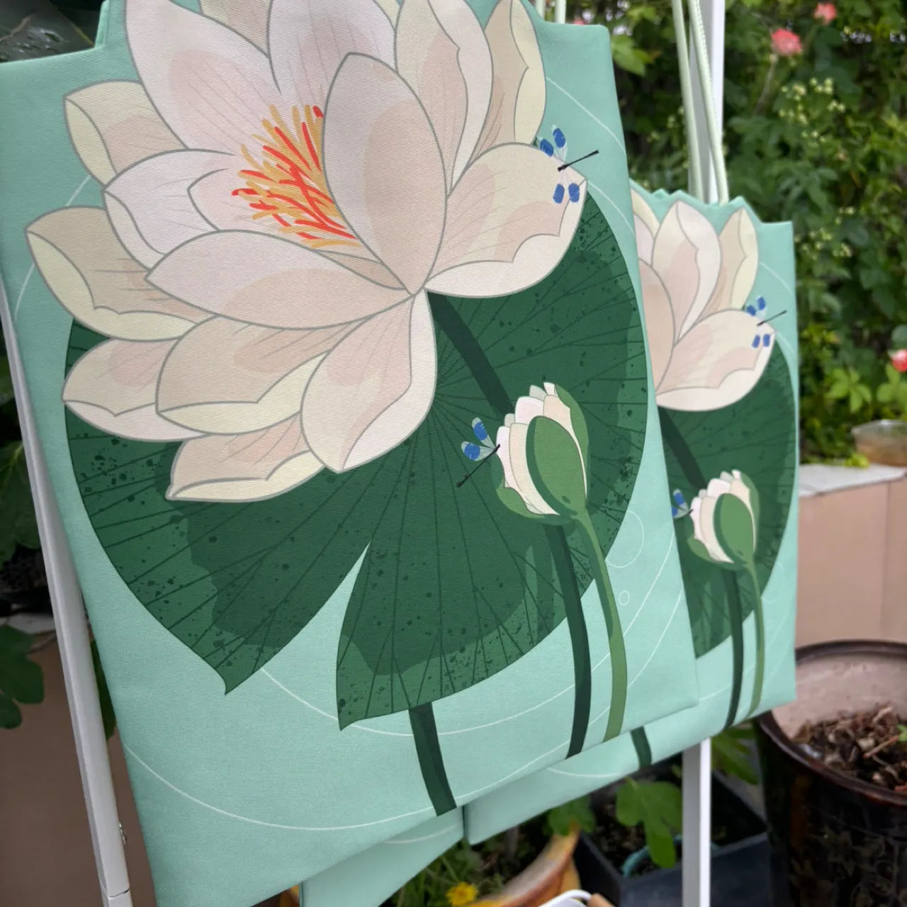 Illustrated Botanical Iris Tulip Caladium Leaf Begonia Lotus Swan Calla Lily Daffodil Tote Bag