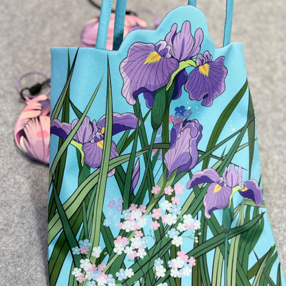Illustrated Botanical Iris Tulip Caladium Leaf Begonia Lotus Swan Calla Lily Daffodil Tote Bag