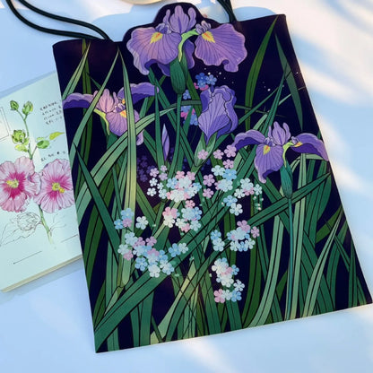 Illustrated Botanical Iris Tulip Caladium Leaf Begonia Lotus Swan Calla Lily Daffodil Tote Bag