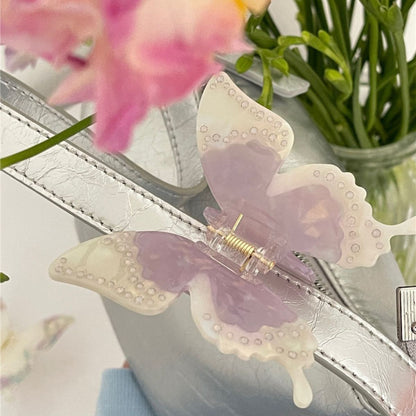 Iridescent Acetate Rhinestone Butterfly Hair Claw
