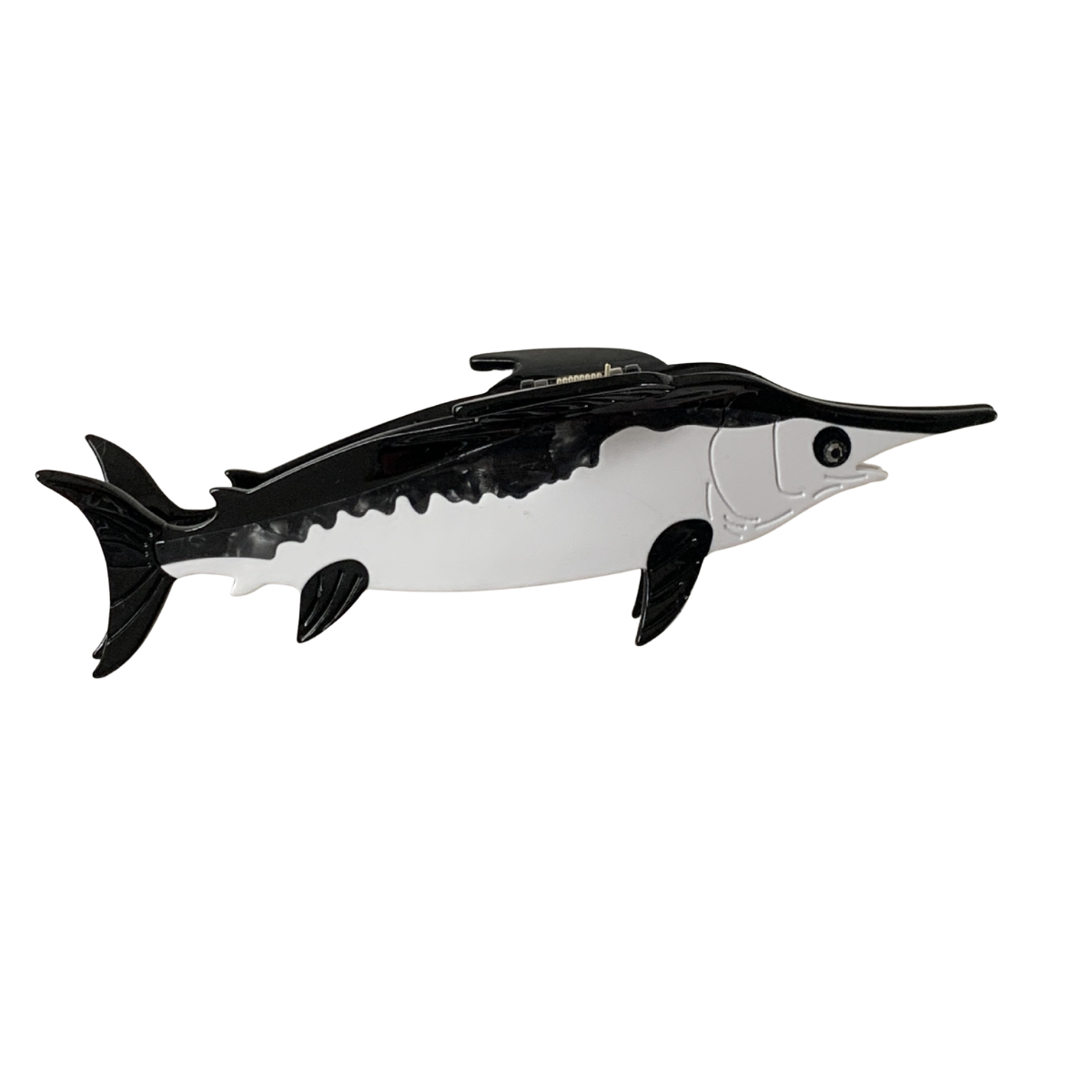 Jumbo Black & White Swordfish Hair Claw