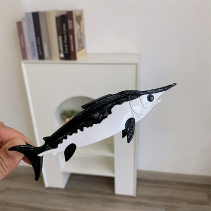 Jumbo Black & White Swordfish Hair Claw