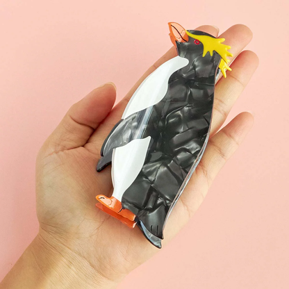 Jumbo Black & Yellow Erect-crested Penguin Hair Claw