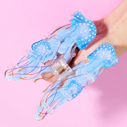 Jumbo Blue-Golden Pacific Sea Nettle Jellyfish Hair Claw