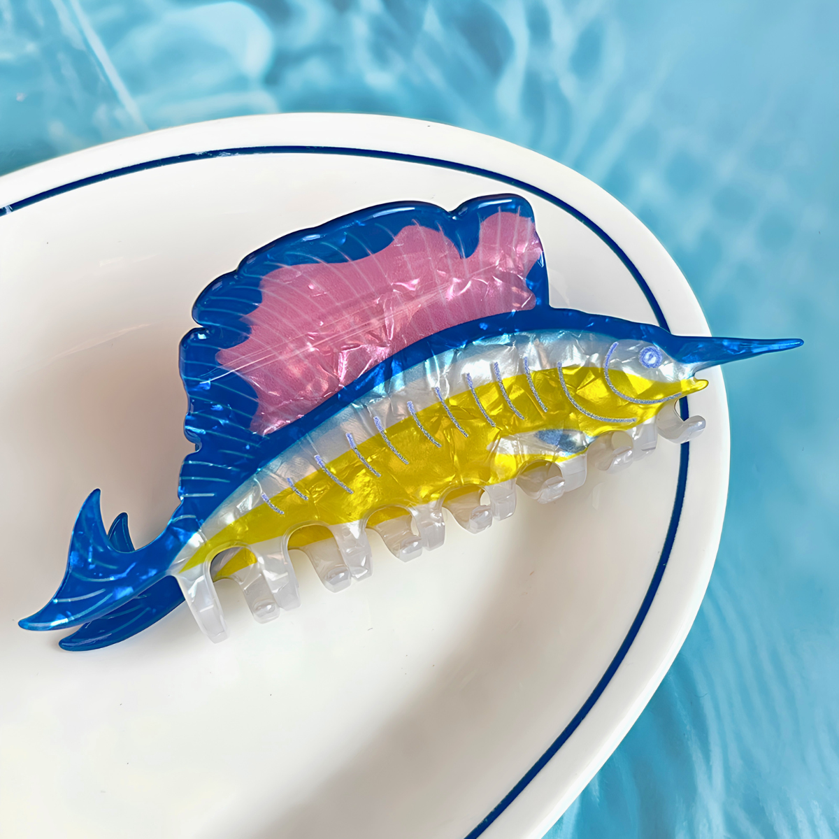 Jumbo Blue Sailfish Hair Claw