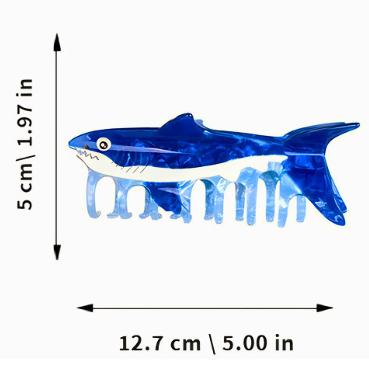 Jumbo Blue Shark Hair Claw