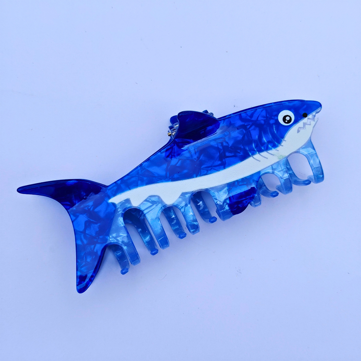 Jumbo Blue Shark Hair Claw