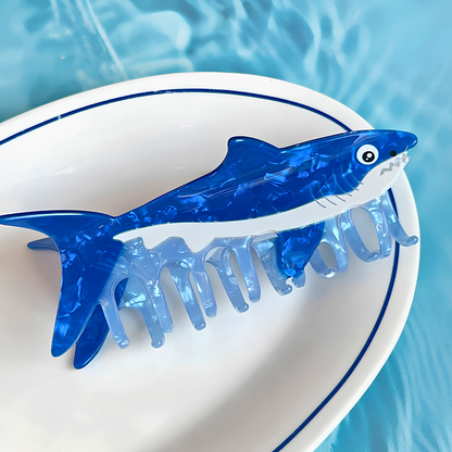 Jumbo Blue Shark Hair Claw