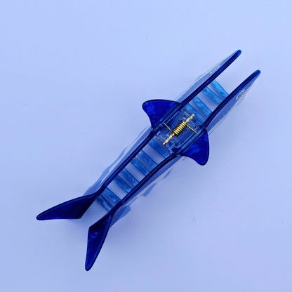 Jumbo Blue Shark Hair Claw
