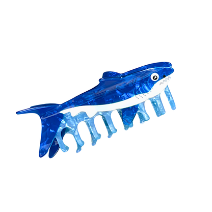 Jumbo Blue Shark Hair Claw