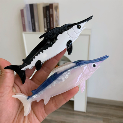 Jumbo Blue & White Swordfish Hair Claw