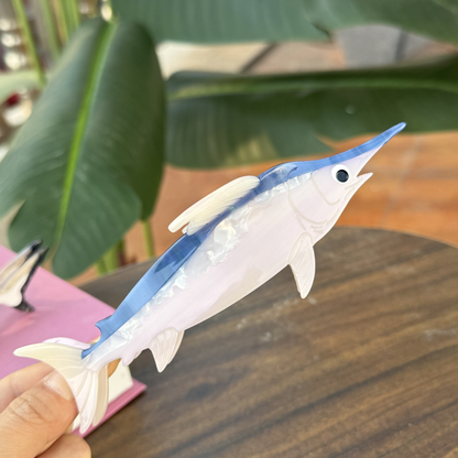 Jumbo Blue & White Swordfish Hair Claw