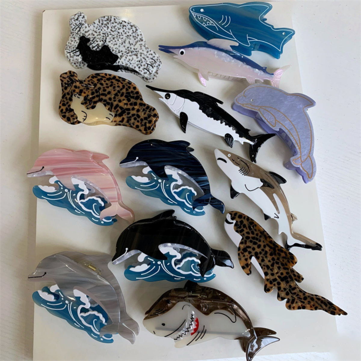 Jumbo Blue & White Swordfish Hair Claw