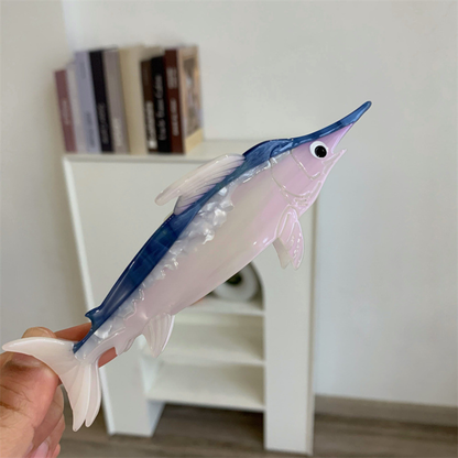 Jumbo Blue & White Swordfish Hair Claw