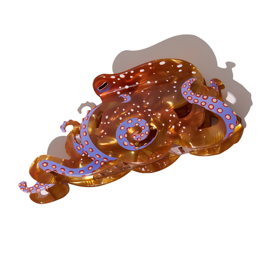 Jumbo Brown Blue-Ringed Octopus Hair Claw