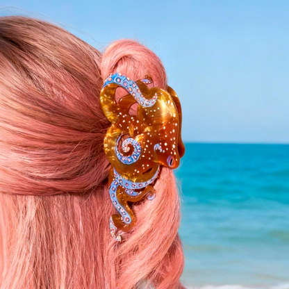 Jumbo Brown Blue-Ringed Octopus Hair Claw