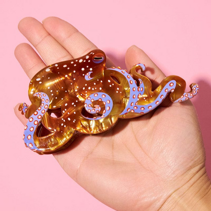 Jumbo Brown Blue-Ringed Octopus Hair Claw