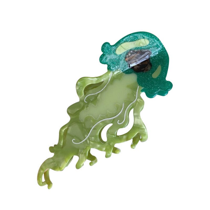 Jumbo Green Glitter Jellyfish Hair Claw