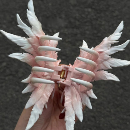 Jumbo Iridescent Mist Pink Wing Hair Claw