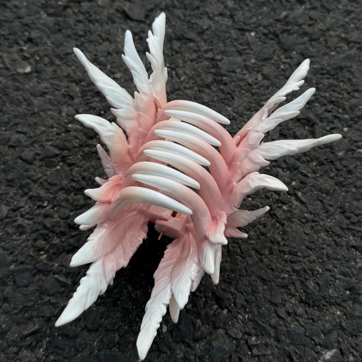 Jumbo Iridescent Mist Pink Wing Hair Claw