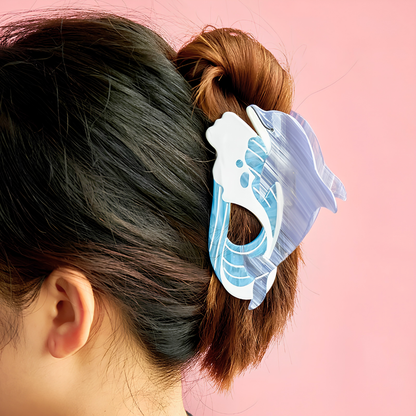 Jumbo Lavender Dolphin Wave Hair Claw