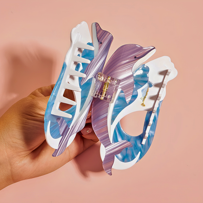 Jumbo Lavender Dolphin Wave Hair Claw