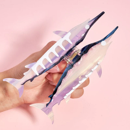 Jumbo Purple Blue White Swordfish Hair Claw