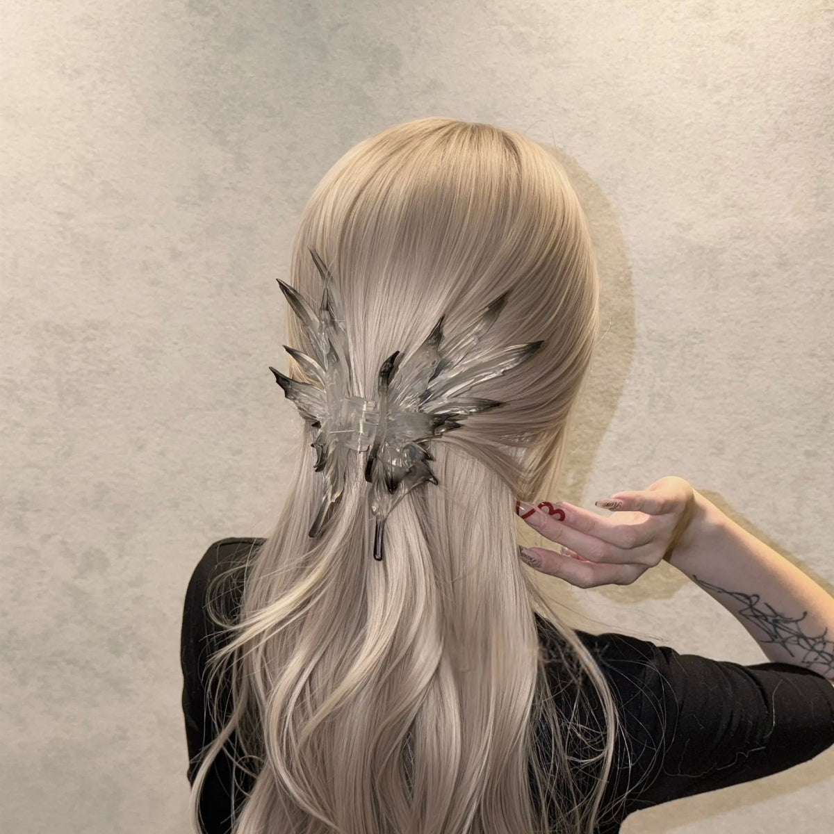 Jumbo Smoky Gray 3D Printed Gothic Butterfly Wing Hair Claw