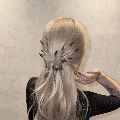 Jumbo Smoky Gray 3D Printed Gothic Butterfly Wing Hair Claw