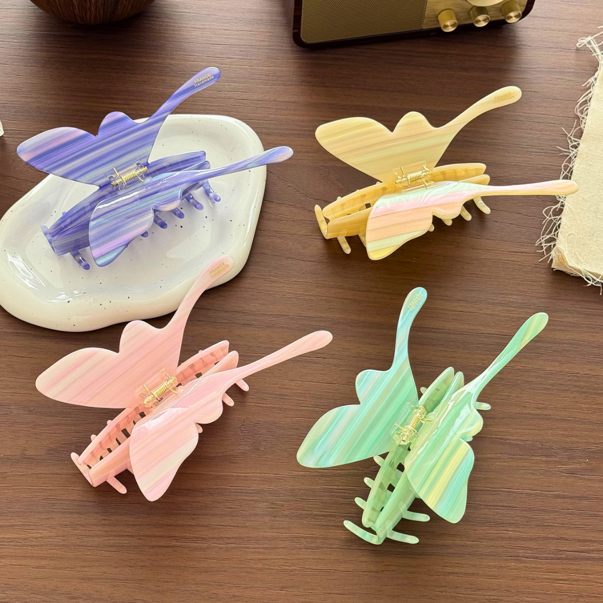 Jumbo Striped Butterfly Hair Claw