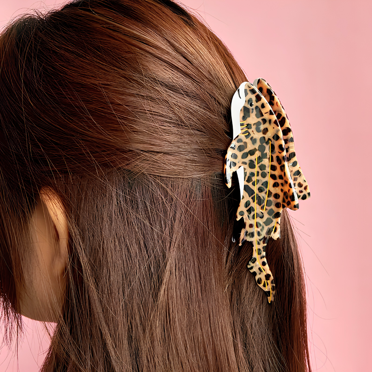 Jumbo Tortoiseshell Brown Zebra Shark Hair Claw