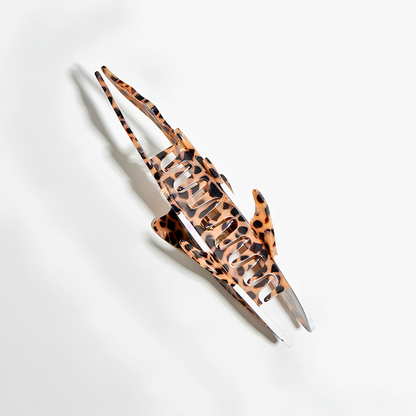 Jumbo Tortoiseshell Brown Zebra Shark Hair Claw
