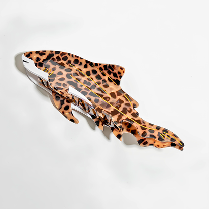 Jumbo Tortoiseshell Brown Zebra Shark Hair Claw