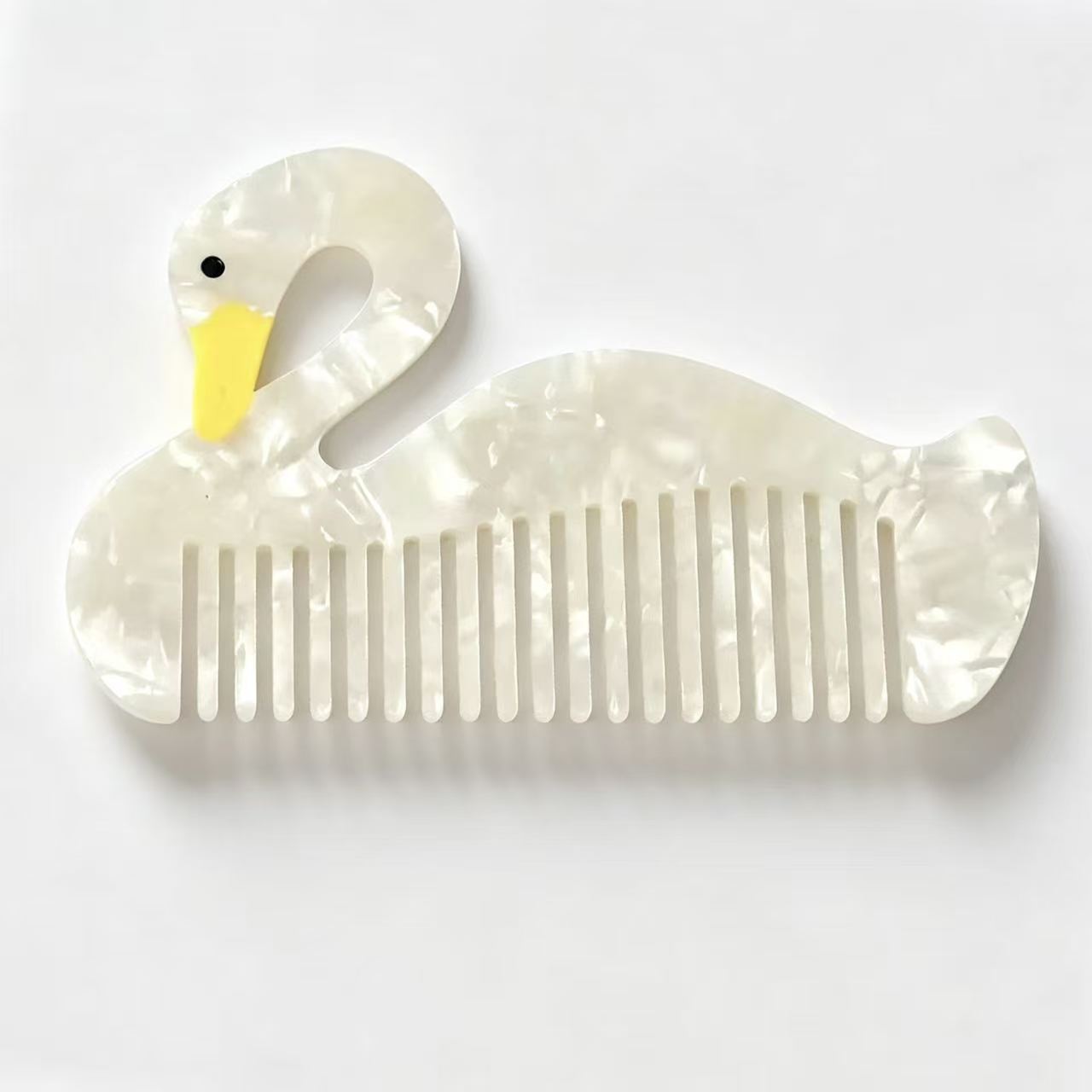 Jumbo White Swan Wide-Tooth Hair Comb