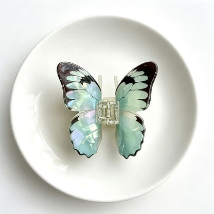 Large Black & Green Butterfly Hair Claw Clips