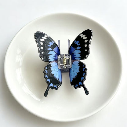 Large Blue & Black Butterfly Hair Claw Clips