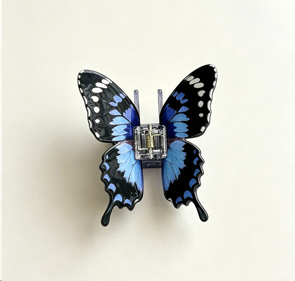 Large Blue & Black Butterfly Hair Claw Clips