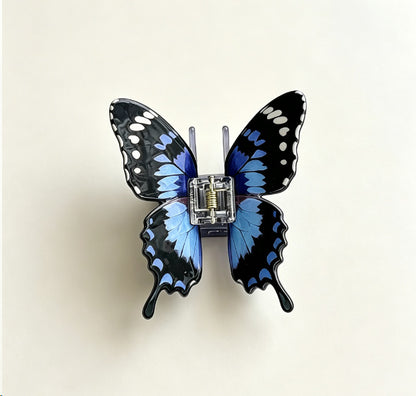 Large Blue & Black Butterfly Hair Claw Clips