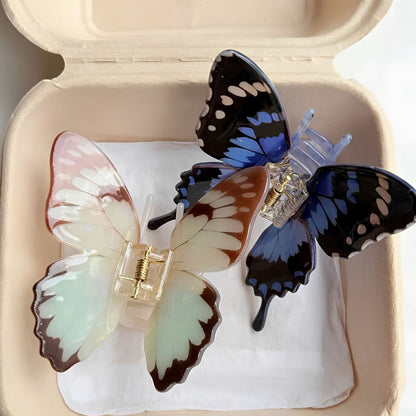 Large Blue & Black Butterfly Hair Claw Clips
