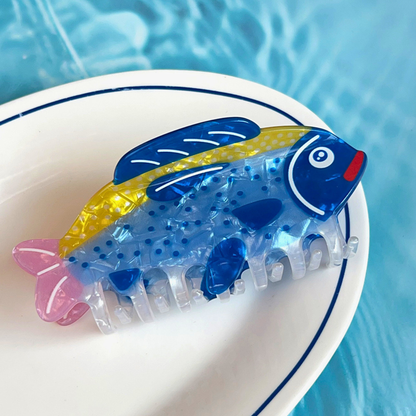 Large Blue Spotted Fish Hair Claw