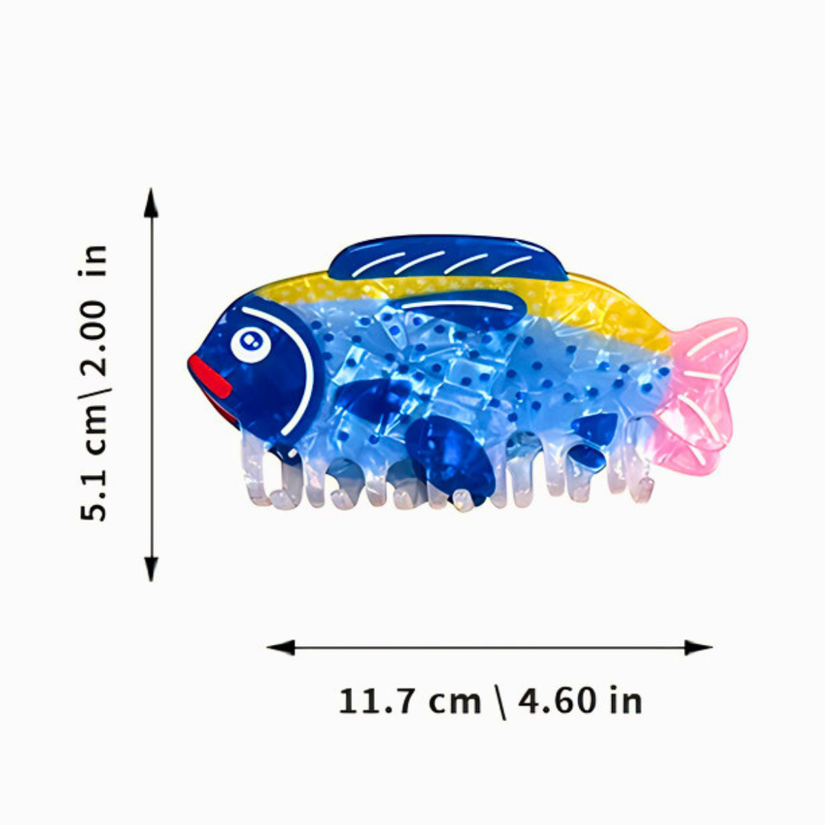 Large Blue Spotted Fish Hair Claw